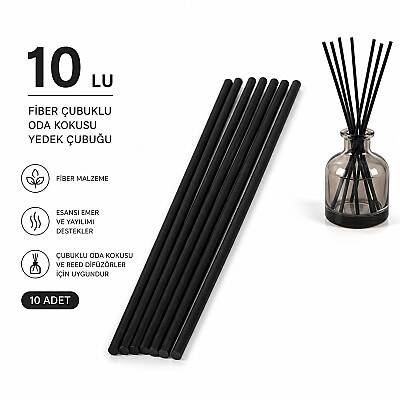 Fiber Çubuklu Oda Kokusu Yedek Çubuğu – 10'lu Paket