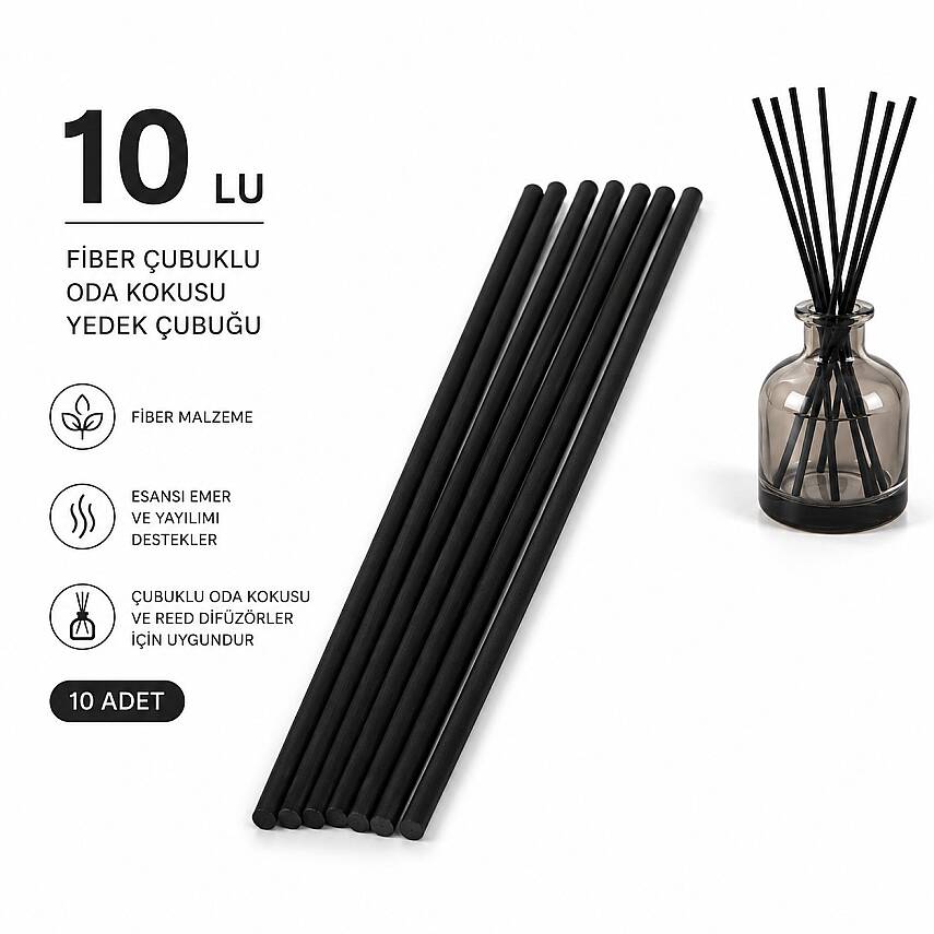 Fiber Çubuklu Oda Kokusu Yedek Çubuğu – 10'lu Paket - 1